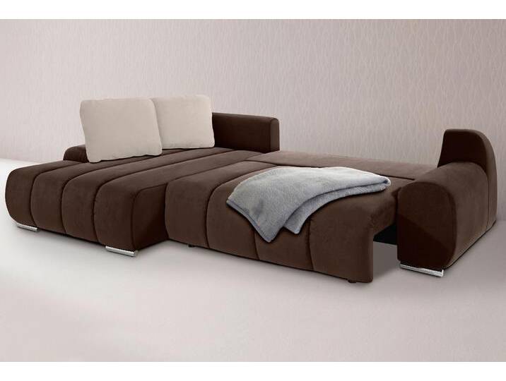 Ecksofa, Luxus-Microfaser ALTARA NUBUCK, Dunkelbraun/Creme 291×174 cm, Mit Bettfunktion, Modern, Inosign von Inosign