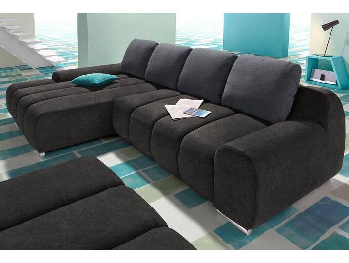 Ecksofa, Schwarz & Grau, 291x174 cm, Luxus-Microfaser, Recamiere Links, Modern, Inosign von Inosign