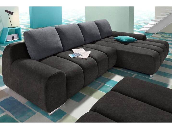 Ecksofa INOSIGN Bono L-Form , schwarz (schwarz, grau), B:291cm H:90cm T:174cm, Luxus-Microfaser ALTARA NUBUCK (100% Polyester);Luxus-Microfaser ALTARA NUBUCK (100% Polyester);Samtstruktur (95% Polyester, 5% Polyamid), Sofas, wahlweise mit Bettfunktion von Inosign