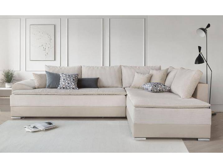 Ecksofa INOSIGN Night & Day L-Form, B: 324 cm , beige, B:324cm H:95cm T:218cm, Struktur ( 100% Polyester);Luxus-Microfaser (100% Polyester), Sofas, mit Bettfunktion, Bettkasten & 3 Zierkissen, Boxspringbett 180x200 cm, Topseller von Inosign