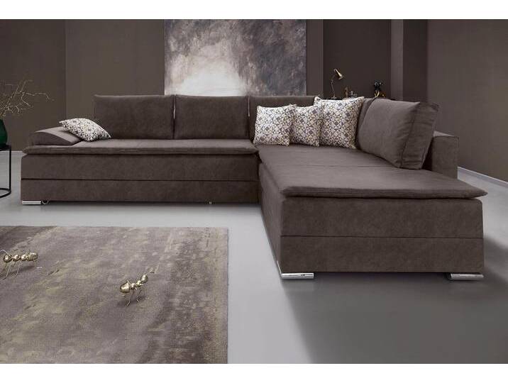 Ecksofa INOSIGN Boxspringbett Night & Day L-Form mit Dauer-Schlaffunktion mit Armlehne , grau (dunkelgrau), B:324cm H:95cm T:218cm, Struktur ( 100% Polyester), Luxus-Microfaser (100% Polyester), Sofas, mit Boxspring-Bettfunktion 180x200 cm und Bettkasten, Dauerschläfer, Topseller von Inosign