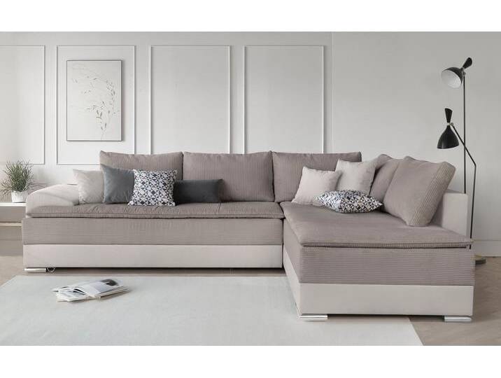Ecksofa INOSIGN Boxspringbett Night & Day L-Form mit Dauer-Schlaffunktion mit Armlehne , grau (taupe), B:324cm H:95cm T:218cm, Struktur ( 100% Polyester), Luxus-Microfaser (100% Polyester), Sofas, mit Boxspring-Bettfunktion 180x200 cm und Bettkasten, Dauerschläfer, Topseller von Inosign