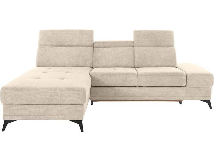 Ecksofa INOSIGN Cardiz L-Form , beige (creme), B:246cm H:83cm T:173cm, Webstoff (100% Polyester), Luxus-Microfaser Paris (90% Polyester/10% Polyamid), Struktur fein (100% Polyester), Samtoptik (100% Polyester), Sofas, inkl.Kopfteilverstellung und Federkern wahlweise mit Bettfunktion von Inosign