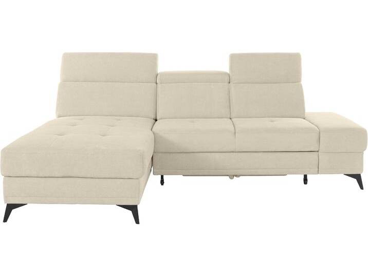 Ecksofa, Beige, 246x173 cm, Luxus-Microfaser & Webstoff, Kopfteilverstellung, Modern, Inosign von Inosign
