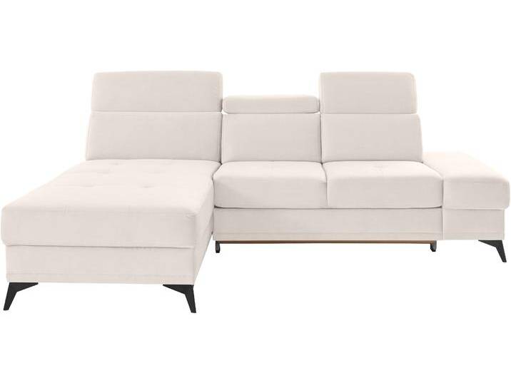 Ecksofa, Webstoff, Beige 246×173 cm, Kopfteilverstellung, Federkern, Modern, Inosign von Inosign