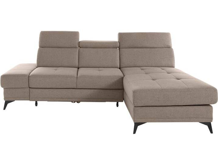 Ecksofa INOSIGN Cardiz L-Form , beige (sand), B:246cm H:83cm T:173cm, Webstoff (100% Polyester), Luxus-Microfaser Paris (90% Polyester/10% Polyamid), Struktur fein (100% Polyester), Samtoptik (100% Polyester), Sofas, inkl.Kopfteilverstellung und Federkern wahlweise mit Bettfunktion von Inosign