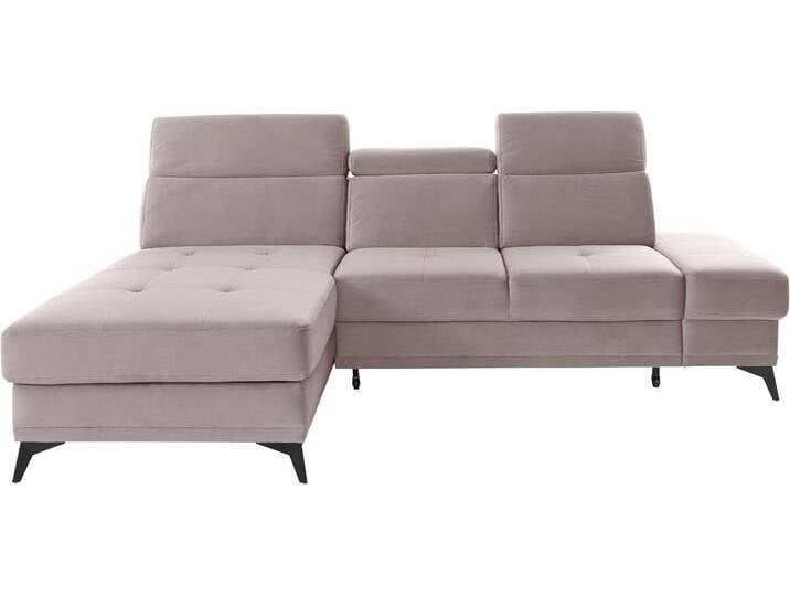 Ecksofa, Webstoff & Microfaser, Beige, 246×173 cm, Mit Bettfunktion & Kopfteilverstellung, Modern, Inosign von Inosign
