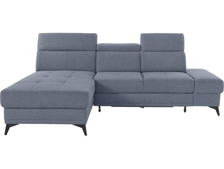 Ecksofa, Webstoff, Blaugrau 246×173 cm, Kopfteilverstellung, Modern, Inosign von Inosign