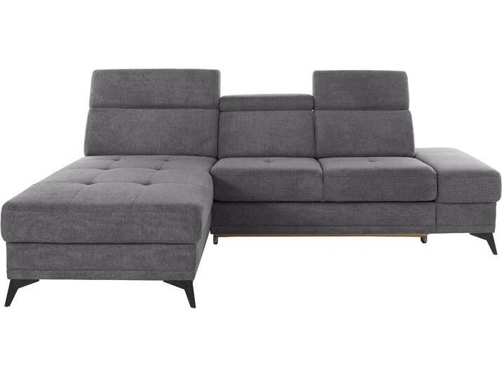 Ecksofa INOSIGN Cardiz L-Form , grau, B:246cm H:83cm T:173cm, Webstoff (100% Polyester), Luxus-Microfaser Paris (90% Polyester/10% Polyamid), Struktur fein (100% Polyester), Samtoptik (100% Polyester), Sofas, inkl.Kopfteilverstellung und Federkern wahlweise mit Bettfunktion von Inosign