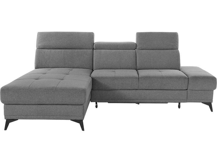 Ecksofa, Webstoff, Grau, 246×173 cm, Mit Kopfteilverstellung & Federkern, Modern, Inosign von Inosign