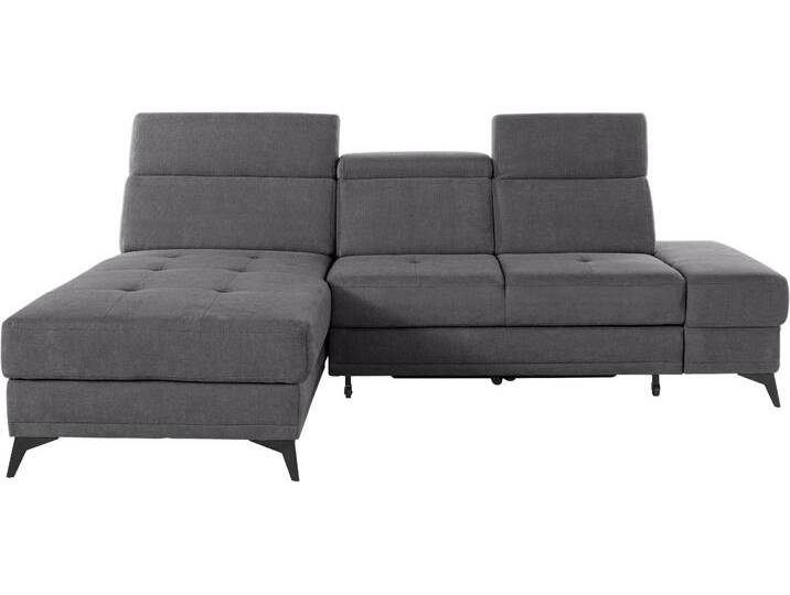 Ecksofa, Webstoff, Grau, 246×173 cm, Mit Kopfteilverstellung & Bettkasten, Modern, Inosign von Inosign