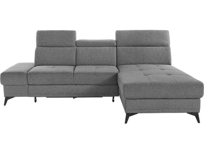 Ecksofa, Webstoff, Grau 246×173 cm, Mit Kopfteilverstellung, Modern, Inosign von Inosign