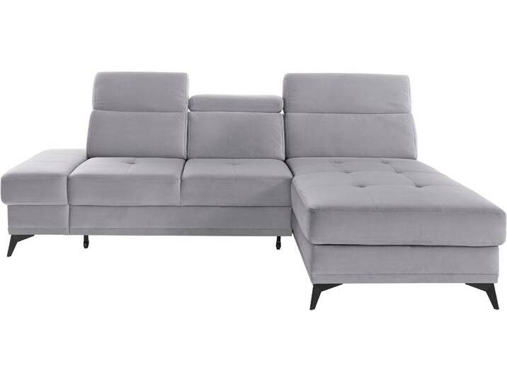 Ecksofa, Webstoff, Hellgrau 246×173 cm, Kopfteilverstellung & Federkern, Modern, Inosign von Inosign