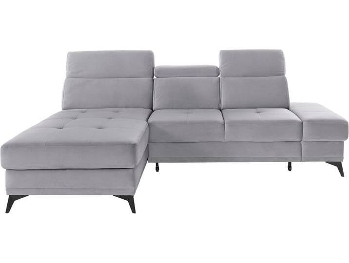 Ecksofa, Webstoff, Hellgrau 246×173 cm, Kopfteilverstellung & Bettfunktion, Modern, Inosign von Inosign