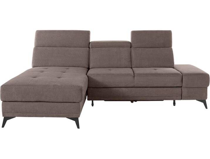 Ecksofa, Luxus-Microfaser, Grau (Taupe) 246×173 cm, Kopfteilverstellung, Modern, Inosign von Inosign