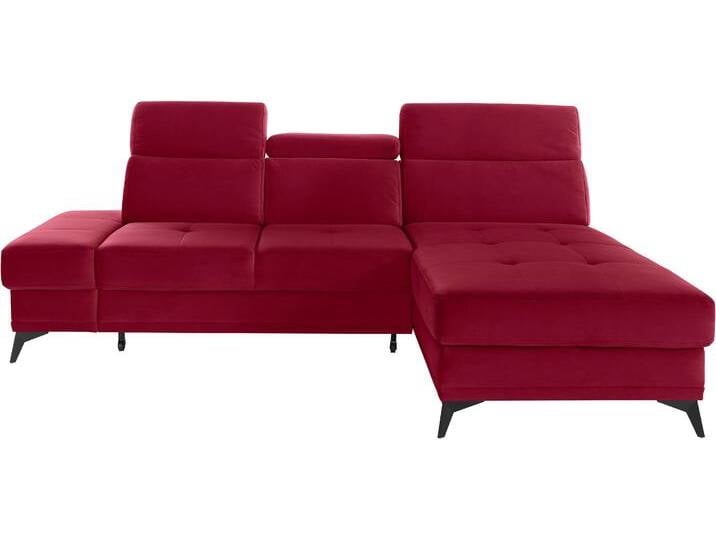 Ecksofa, Webstoff, Rot 246×173 cm, Mit Bettfunktion & Kopfteilverstellung, Modern, Inosign von Inosign