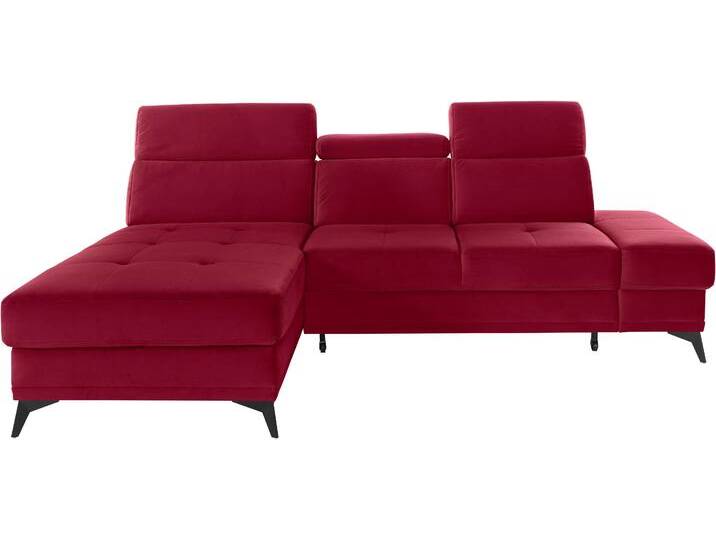 Ecksofa, Webstoff, Rot 246×173 cm, Kopfteilverstellung & Federkern, Modern, Inosign von Inosign