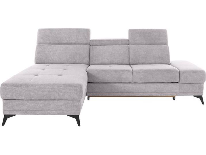 Ecksofa INOSIGN Cardiz L-Form , silber, B:246cm H:83cm T:173cm, Webstoff (100% Polyester), Luxus-Microfaser Paris (90% Polyester/10% Polyamid), Struktur fein (100% Polyester), Samtoptik (100% Polyester), Sofas, inkl.Kopfteilverstellung und Federkern wahlweise mit Bettfunktion von Inosign