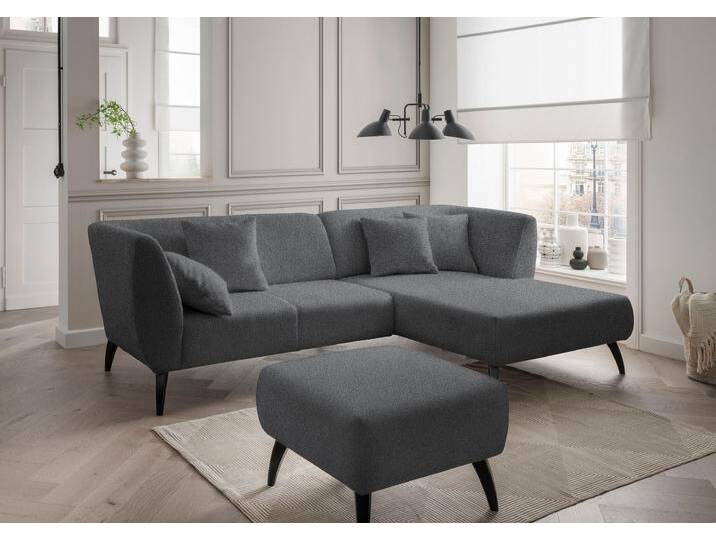 Ecksofa INOSIGN Colori Polstermöbel mit zeitlos eleganter Rückenführung. L-Form , grau (anthrazit), B:264cm H:80cm T:160cm, 100% Polyester, Sofas, Holzfußfarbe wählbar, inkl. 4x Zierkissen von Inosign