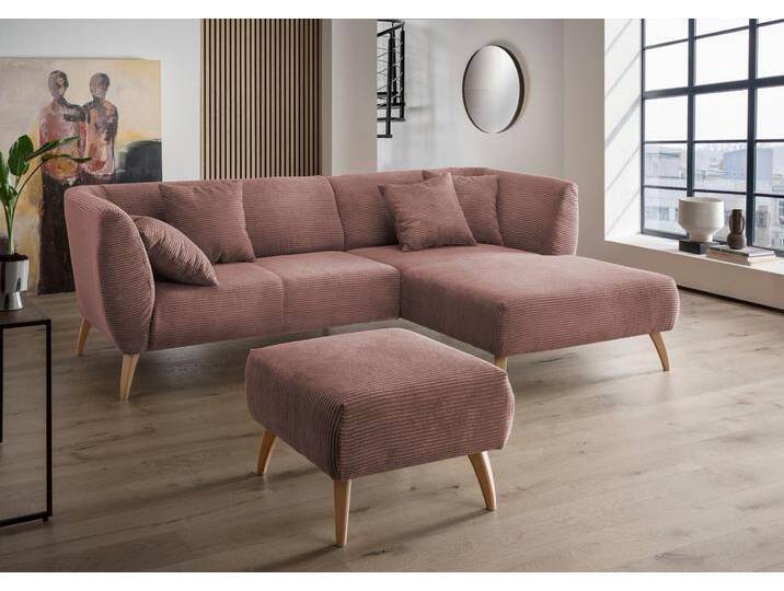 Ecksofa INOSIGN Colori Polstermöbel mit zeitlos eleganter Rückenführung. L-Form , rosa, B:264cm H:80cm T:160cm, 100% Polyester, Sofas, Holzfußfarbe wählbar, inkl. 4x Zierkissen von Inosign