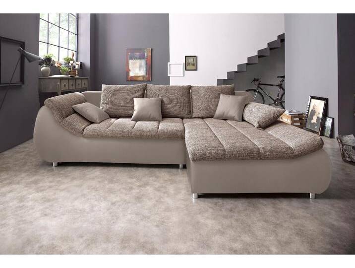 Ecksofa INOSIGN Imola, bequem, aktuelle Steppung im Sitz, L-Form, Breite 270cm , braun (cappuccino, cappuccino), B:270cm H:90cm T:170cm, Microfaser PRIMABELLE (100% Polyester) / Struktur (82% Polyester, 9% Viscose, 7% Baumwolle, 2% Nylon);Kunstleder SOFTLUX / Struktur (82% Polyester, 9% Viscose, 7% Baumwolle, 2% Nylon), Sofas, wahlweise mit Bettfunktion, Topseller von Inosign
