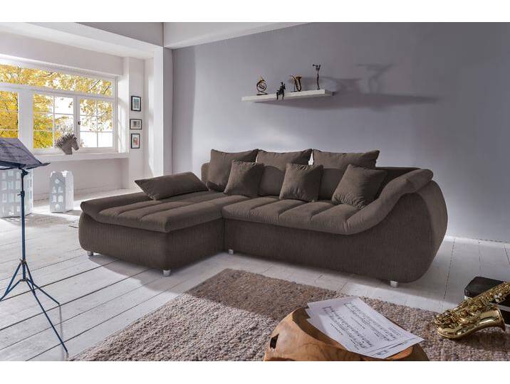 Ecksofa INOSIGN Imola, bequem, aktuelle Steppung im Sitz, L-Form, Breite 270cm , braun (dunkelbraun), B:270cm H:90cm T:170cm, Microfaser PRIMABELLE (100% Polyester) / Struktur (82% Polyester, 9% Viscose, 7% Baumwolle, 2% Nylon);Kunstleder SOFTLUX / Struktur (82% Polyester, 9% Viscose, 7% Baumwolle, 2% Nylon), Sofas, wahlweise mit Bettfunktion, OTTOs Choice, Topseller von Inosign