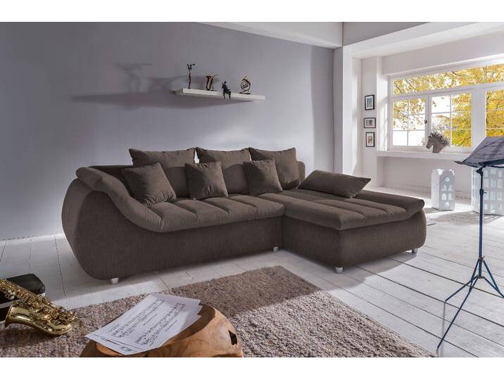 Ecksofa INOSIGN Imola, bequem, aktuelle Steppung im Sitz, L-Form, Breite 270cm , braun (dunkelbraun), B:270cm H:90cm T:170cm, Microfaser PRIMABELLE (100% Polyester) / Struktur (82% Polyester, 9% Viscose, 7% Baumwolle, 2% Nylon);Kunstleder SOFTLUX / Struktur (82% Polyester, 9% Viscose, 7% Baumwolle, 2% Nylon), Sofas, wahlweise mit Bettfunktion, Topseller von Inosign
