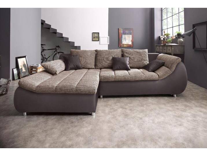 Ecksofa INOSIGN Imola, bequem, aktuelle Steppung im Sitz, L-Form, Breite 270cm , braun (dunkelbraun, cappuccino), B:270cm H:90cm T:170cm, Microfaser PRIMABELLE (100% Polyester) / Struktur (82% Polyester, 9% Viscose, 7% Baumwolle, 2% Nylon);Kunstleder SOFTLUX / Struktur (82% Polyester, 9% Viscose, 7% Baumwolle, 2% Nylon), Sofas, wahlweise mit Bettfunktion, Topseller von Inosign