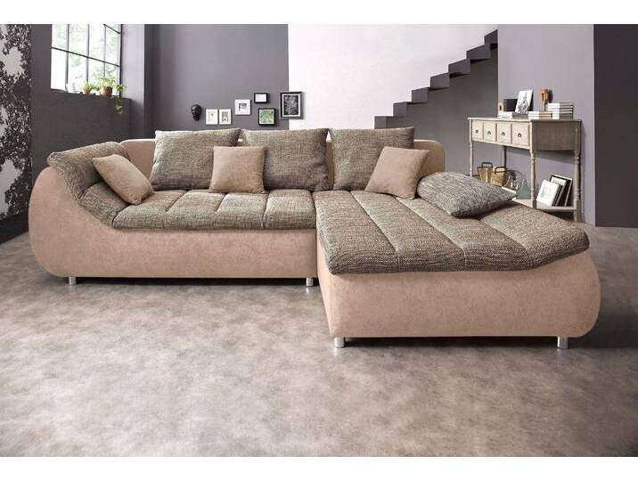 Ecksofa INOSIGN Imola elegant und bequem, aktuelle Steppung im Sitz, L-Form , braun (hellbraun, cappuccino), B:270cm H:90cm T:170cm, Microfaser PRIMABELLE (100% Polyester) / Struktur (82% Polyester, 9% Viscose, 7% Baumwolle, 2% Nylon), Kunstleder SOFTLUX / Struktur (82% Polyester, 9% Viscose, 7% Baumwolle, 2% Nylon), Sofas, wahlweise mit Bettfunktion von Inosign