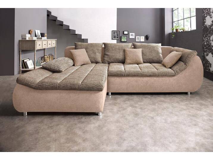 Ecksofa INOSIGN Imola, bequem, aktuelle Steppung im Sitz, L-Form, Breite 270cm , braun (hellbraun, cappuccino), B:270cm H:90cm T:170cm, Microfaser PRIMABELLE (100% Polyester) / Struktur (82% Polyester, 9% Viscose, 7% Baumwolle, 2% Nylon);Kunstleder SOFTLUX / Struktur (82% Polyester, 9% Viscose, 7% Baumwolle, 2% Nylon), Sofas, wahlweise mit Bettfunktion, Topseller von Inosign
