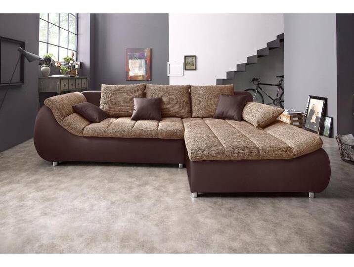 Ecksofa INOSIGN Imola, bequem, aktuelle Steppung im Sitz, L-Form, Breite 270cm , braun (mokka, cappuccino), B:270cm H:90cm T:170cm, Microfaser PRIMABELLE (100% Polyester) / Struktur (82% Polyester, 9% Viscose, 7% Baumwolle, 2% Nylon);Kunstleder SOFTLUX / Struktur (82% Polyester, 9% Viscose, 7% Baumwolle, 2% Nylon), Sofas, wahlweise mit Bettfunktion, Topseller von Inosign
