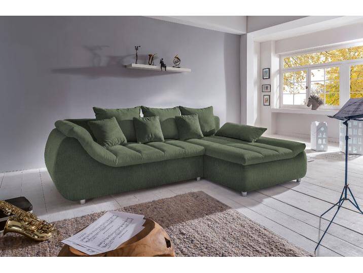Ecksofa INOSIGN Imola, bequem, aktuelle Steppung im Sitz, L-Form, Breite 270cm , grün (dunkelgrün), B:270cm H:90cm T:170cm, Microfaser PRIMABELLE (100% Polyester) / Struktur (82% Polyester, 9% Viscose, 7% Baumwolle, 2% Nylon);Kunstleder SOFTLUX / Struktur (82% Polyester, 9% Viscose, 7% Baumwolle, 2% Nylon), Sofas, wahlweise mit Bettfunktion, Topseller von Inosign