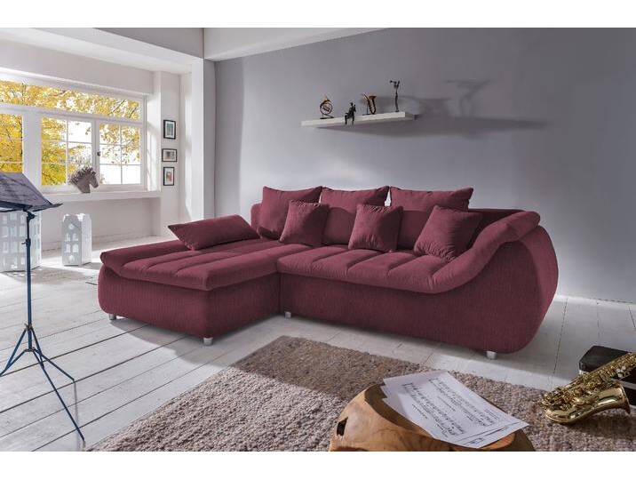Ecksofa INOSIGN Imola elegant und bequem, aktuelle Steppung im Sitz, L-Form , pink (fuchsia), B:270cm H:90cm T:170cm, Microfaser PRIMABELLE (100% Polyester) / Struktur (82% Polyester, 9% Viscose, 7% Baumwolle, 2% Nylon), Kunstleder SOFTLUX / Struktur (82% Polyester, 9% Viscose, 7% Baumwolle, 2% Nylon), Sofas, wahlweise mit Bettfunktion von Inosign