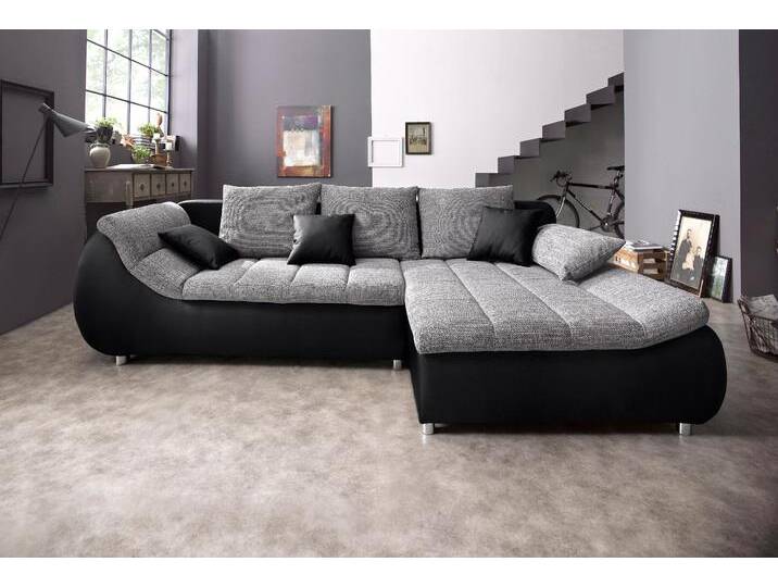 Ecksofa INOSIGN Imola, bequem, aktuelle Steppung im Sitz, L-Form, Breite 270cm , schwarz (schwarz, weißgrau), B:270cm H:90cm T:170cm, Microfaser PRIMABELLE (100% Polyester) / Struktur (82% Polyester, 9% Viscose, 7% Baumwolle, 2% Nylon);Kunstleder SOFTLUX / Struktur (82% Polyester, 9% Viscose, 7% Baumwolle, 2% Nylon), Sofas, wahlweise mit Bettfunktion., Topseller von Inosign