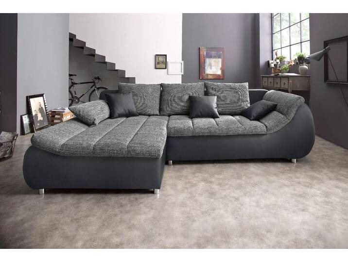 Ecksofa INOSIGN Imola, bequem, aktuelle Steppung im Sitz, L-Form, Breite 270cm , schwarz (schwarz, weißgrau), B:270cm H:90cm T:170cm, Microfaser PRIMABELLE (100% Polyester) / Struktur (82% Polyester, 9% Viscose, 7% Baumwolle, 2% Nylon);Kunstleder SOFTLUX / Struktur (82% Polyester, 9% Viscose, 7% Baumwolle, 2% Nylon), Sofas, wahlweise mit Bettfunktion, Topseller von Inosign