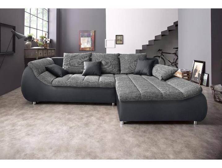 Ecksofa INOSIGN Imola, bequem, aktuelle Steppung im Sitz, L-Form, Breite 270cm , schwarz (schwarz, weißgrau), B:270cm H:90cm T:170cm, Microfaser PRIMABELLE (100% Polyester) / Struktur (82% Polyester, 9% Viscose, 7% Baumwolle, 2% Nylon);Kunstleder SOFTLUX / Struktur (82% Polyester, 9% Viscose, 7% Baumwolle, 2% Nylon), Sofas, wahlweise mit Bettfunktion, Topseller von Inosign