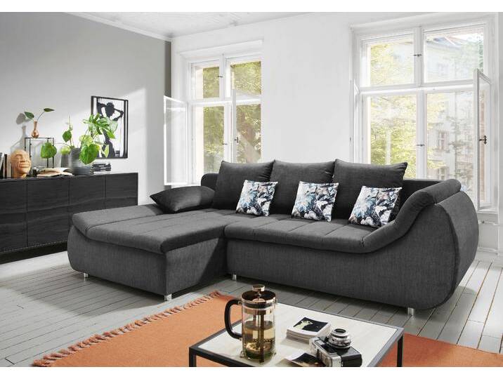 Ecksofa INOSIGN Imola elegant und modern, aktuelle Steppung im Sitz, bequem, L-Form , grau (anthrazit), B:270cm H:90cm T:170cm, 100% Polyester, Sofas, auch mit Bettfunktion und Bettkasten von Inosign