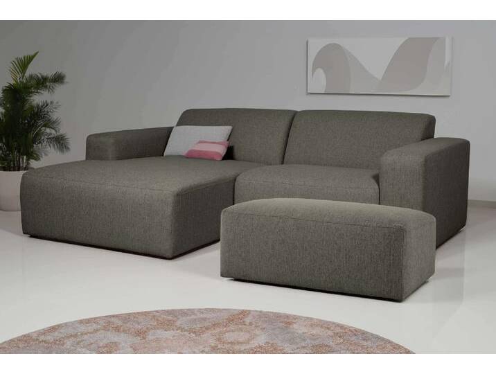 Ecksofa INOSIGN Koa,228cm, L-Form, Modulsofa, Webstoff, Cord, Struktur , grün (khaki), B:228cm H:88cm T:159cm, 62% Polypropylen, 32% Polyester, Sofas, Designsofa, Set, Hocker inklusive, weicher Lounge-Sitzkomfort von Inosign
