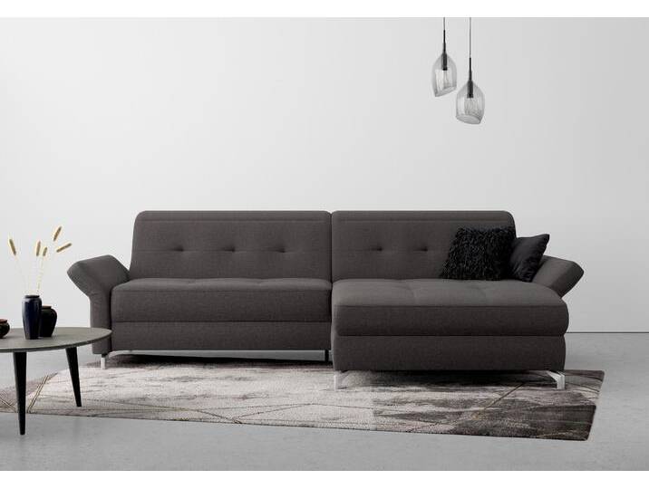 Ecksofa INOSIGN Maredo L-Form , grau (fango), B:284cm H:89cm T:179cm, 100% Polyester, Sofas, Federkern, wahlweise auch mit Kopfteil- und Armlehnverstellung von Inosign