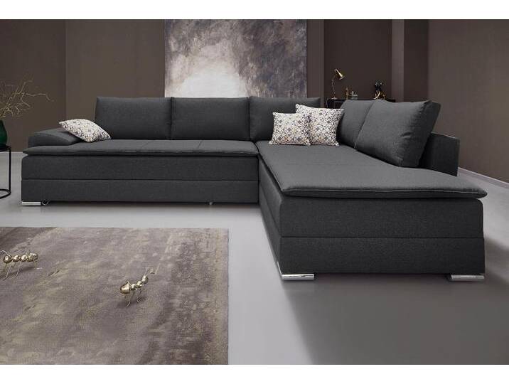 Ecksofa INOSIGN Night & Day L-Form, B: 324 cm , anthrazit, B:324cm H:95cm T:218cm, Struktur ( 100% Polyester);Luxus-Microfaser (100% Polyester), Sofas, mit Bettfunktion, Bettkasten & 3 Zierkissen, Boxspringbett 180x200 cm, Topseller von Inosign