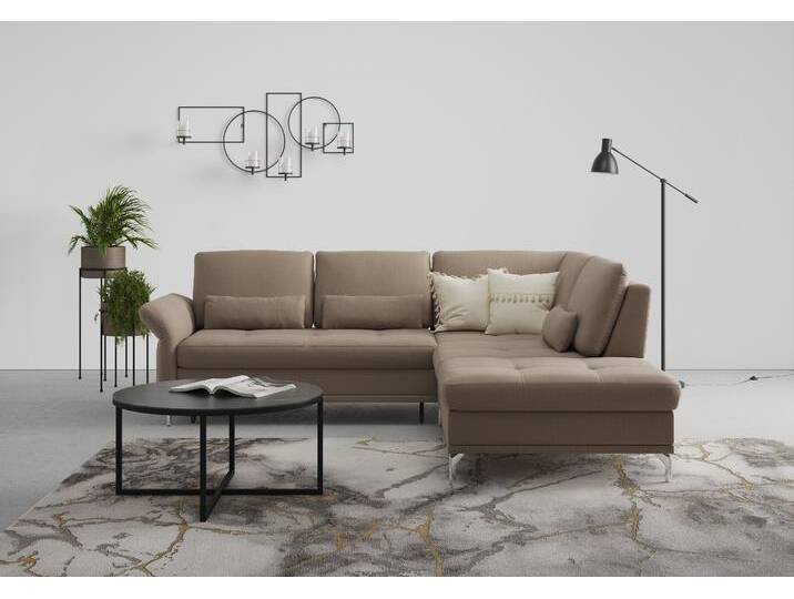 Ecksofa INOSIGN Palm Beach L-Form , grau (taupe), B:263cm H:89cm T:224cm, 98%Polyester, 2%Polyamid, Sofas, Federkern, mit Sitztiefenverstellung, wahlweise mit Bettfunktion von Inosign