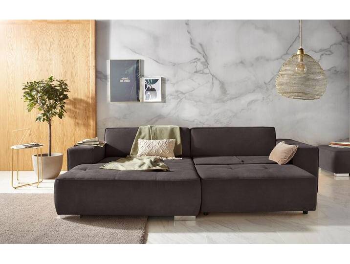 Ecksofa INOSIGN Sapporo L-Form , braun (dunkelbraun), B:293cm H:78cm T:172cm, Struktur fein (100% Polyester), Luxus-Microfaser weich (90% Polyester, 10% Polyacryl), Struktur imprägniert (100% Polyester), Sofas, wahlweise Bettfunktion oder Sitztiefenverstellung, Federkern von Inosign