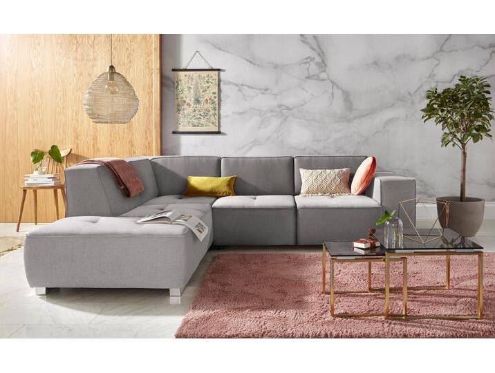 Ecksofa INOSIGN Sapporo L-Form , grau, B:272cm H:78cm T:222cm, Struktur fein (100% Polyester), Luxus-Microfaser weich (90% Polyester, 10% Polyacryl), Struktur imprägniert (100% Polyester), Sofas, wahlweise Bettfunktion oder Sitztiefenverstellung, Federkern von Inosign