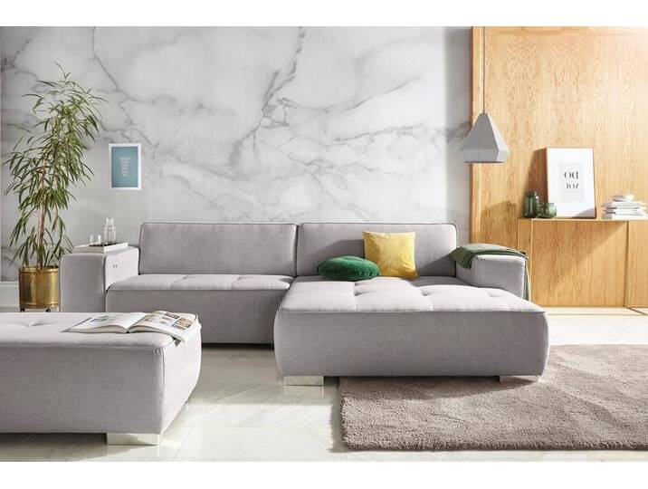 Ecksofa INOSIGN Sapporo L-Form , grau, B:293cm H:78cm T:172cm, Struktur fein (100% Polyester), Luxus-Microfaser weich (90% Polyester, 10% Polyacryl), Struktur imprägniert (100% Polyester), Sofas, wahlweise Bettfunktion oder Sitztiefenverstellung, Federkern von Inosign