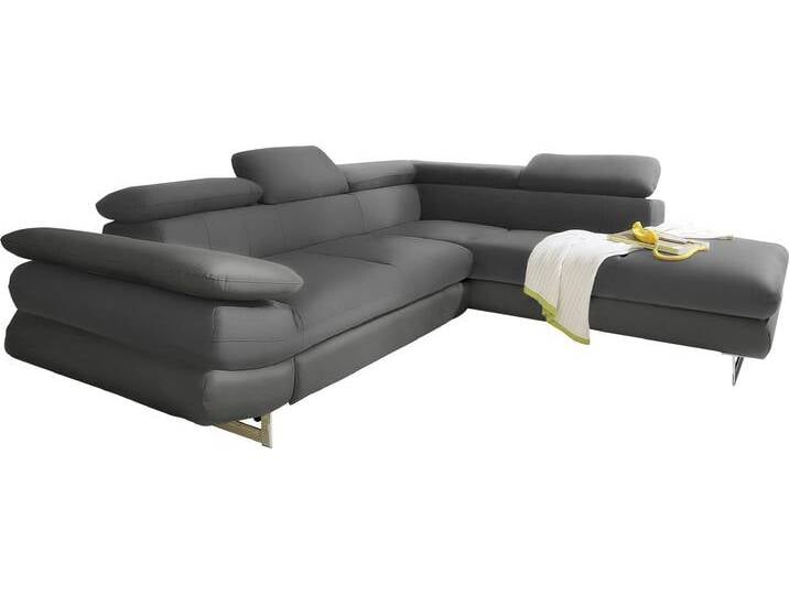 Ecksofa INOSIGN Solution L-Form , grau, B:279cm H:73cm T:228cm, Sofas, mit Arm- & Kopfteilverstellung, wahlweise mit Bettfunktion von Inosign