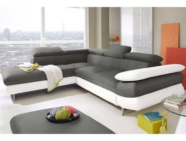 Ecksofa INOSIGN Solution L-Form , weiß (altweiß, grau), B:262cm H:73cm T:228cm, Sofas, mit Arm- & Kopfteilverstellung, wahlweise mit Bettfunktion von Inosign