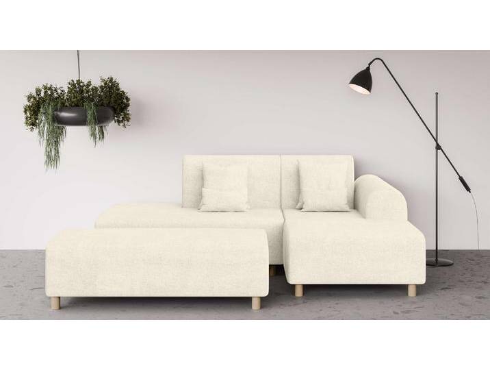 Ecksofa INOSIGN Suyala , beige (creme), B:258cm H:85cm T:168cm, 100% Polyester, Sofas, L-Form mit Hocker von Inosign