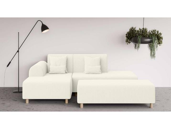 Ecksofa INOSIGN Suyala , beige (creme), B:258cm H:85cm T:168cm, 100% Polyester, Sofas, L-Form mit Hocker von Inosign