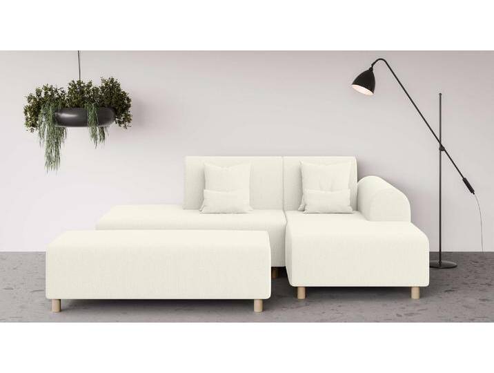 Ecksofa INOSIGN Suyala , beige (creme), B:258cm H:85cm T:168cm, 100% Polyester, Sofas, L-Form mit Hocker von Inosign
