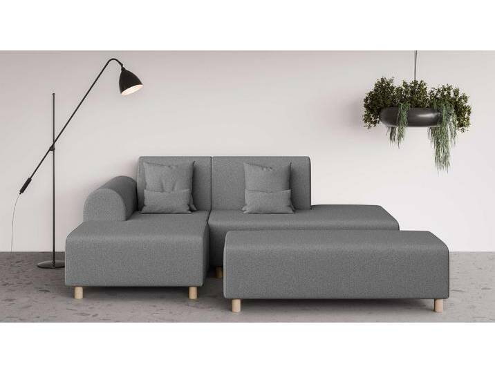 Ecksofa INOSIGN Suyala , grau (dunkelgrau), B:258cm H:85cm T:168cm, 100% Polyester, Sofas, L-Form mit Hocker von Inosign